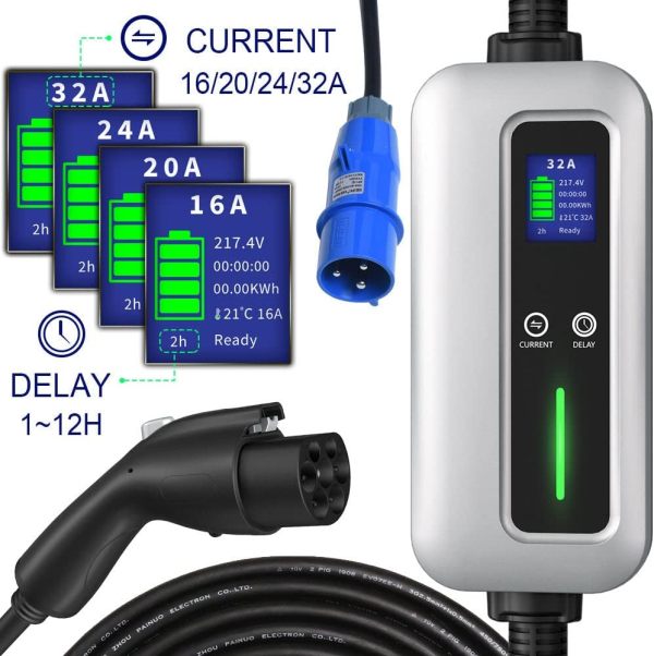 32A Level 2 EV Charger GBT Plug Proable Car Charger with CEE Plug Electric Vehicle Charging Station Fast Charing Cable Connector