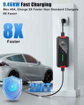Level 1 & 2 Portable EV Charger 40Amp 240V 9.6KW 25 FT Electric Vehicle Charging Stations with NEMA 14-50, Scheduled Charging Adjustable Current Smart WiFi APP Electric Car Charger for SAE J1772