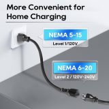 Level 1-2 EV Charger,120V-240V,16A,NEMA 5-15 & 6-20 Plug,25FT Extension Cord,ETL & FCC Listed, Portable Electric Vehicle Charging Station for SAE J1772 Evs