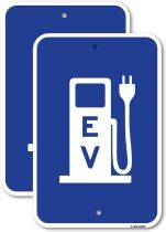 (2 Pack) Ev Electric Vehicle Charging Station | 12  X 18  Heavy-Gauge Aluminum Sign | Rust Free Aluminum, Weather Resistant, Waterproof, Fade Resistant, 2 Pre-drilled Holes
