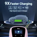 Tera Electric Vehicle Charger for Tesla: J1772 EVs ETL Certified Level 2 48 40 Amp 240 Volt Tesla Home EVSE with Manual Setting Amps Schedule on Unit NEMA 14-50 25 FT Cable Pink