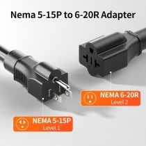 20 Amp to 15 Amp Plug Adapter - 14AWG Electric Vehicle Charging Power Adapter NEMA 5-15P to 6-20R EV Charging Extension Cable 1FT 120V/240V Adaptor Connector