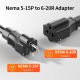 20 Amp to 15 Amp Plug Adapter - 14AWG Electric Vehicle Charging Power Adapter NEMA 5-15P to 6-20R EV Charging Extension Cable 1FT 120V/240V Adaptor Connector