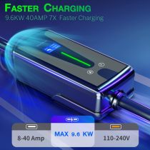 Level 2 EV Charger, 40 Amp Smart WiFi, 2 in 1 Wall Mount & Portable EV Charger,110-240V, NEMA 14-50 Plug, 23-Foot Cable, Electric Vehicle Car Charging Stations