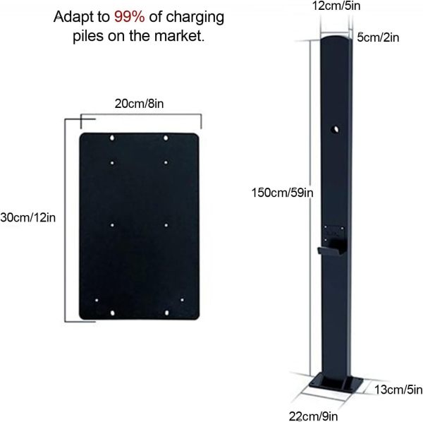 Outdoor EV Charging Stand, Wall Connector Charger Pedestal Base, Electric Vehicle Charging Stations, EV Charger Stand Holder Compatible with Mobile Connector(White)