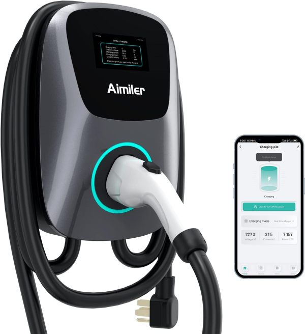 EV Charger Level 2, 48A 240V Electric Vehicle Charger with NEMA 14-50 Plug, 25ft-Cable ETL Listed Home/Outdoor EV Charging Station with WiFi APP & Delay Timer, for j1772 EVSE Cars