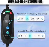 Level 2 Portable EV Charger, 32A Electric Vehicle Charging Station, Electric Car Charger with 21 ft Charging Cable NEMA 14-50P Plug, Home Electric Car Charger for SAE J1772, Adjustable Current