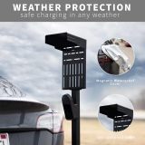 VIVO Outdoor EV Charging Stand, Weather Protection Hood, Pedestal for Charging Station, Floor Mounted, All Weather, Electric Vehicle Pile, Stainless Steel, Black, STAND-EV01C