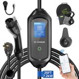2024 Level 2 EV Charger[32Amp 7.2kW 110V-240V], 25FT Electric Vehicle Charger WiFi Enabled, Portable Electric Vehicle Charging Stations with NEMA 14-50 Plug & 5-15 Adapter