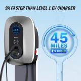 Level 2 EV Charger 48 A (WiFi), 25ft Cable, NEMA 14-50 EV Charger Level 2, ID Card Bluetooth Electric Car Charger, 240V Outdoor/Indoor Home Electric Vehicle Charging Stations, IP66 Water Proof
