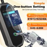 Level 2 EV Charger 40 Amp 110-240V 23ft Cable NEMA 14-50P, Mobile Portable Electric Vehicle Charger Plug-in Home EV Charging Station for SAE J1772 Evs Adjustable Current