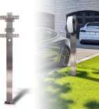 Pedestal Mounted EV Charging Station, Freely Removable and Adjustable Back Panel, New Energy Vehicle Charging Pile Charging Lever EV Charge Stand(Silver)
