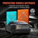 VEVOR Level 2 Portable EV Charger, 32 Amp 240V, Electric Vehicle Charger with 28 ft Charging Cable NEMA 14-50P Plug, 16/20/24/32A Adjustable Current Plug-in Home EV Charging Station for SAE J1772 EVs