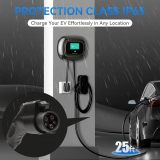 KHONS Level 2 EV Charger Up to 40 Amp 240V 10kW Home Car Charger NEMA 14-50 Plug 25ft Cable Indoor/Outdoor Car Charging Station Plug and Play EVSE Black with Screen