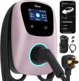 Tera Electric Vehicle Charger for Tesla: J1772 EVs ETL Certified Level 2 48 40 Amp 240 Volt Tesla Home EVSE with Manual Setting Amps Schedule on Unit NEMA 14-50 25 FT Cable W01 Pink
