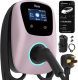 Tera Electric Vehicle Charger for Tesla: J1772 EVs ETL Certified Level 2 48 40 Amp 240 Volt Tesla Home EVSE with Manual Setting Amps Schedule on Unit NEMA 14-50 25 FT Cable W01 Pink
