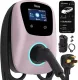 Tera Electric Vehicle Charger for Tesla: J1772 EVs ETL Certified Level 2 48 40 Amp 240 Volt Tesla Home EVSE with Manual Setting Amps Schedule on Unit NEMA 14-50 25 FT Cable W01 Pink