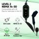 AEFA TOTALEV Adjustable NEMA 14-30 EV Level 2 Charger- 25FT Length EV Charging Cable, 240V, Up to 24 Amps, 5.8 kWh, Portable Delayed Charging LED Display, for All J1772 EV