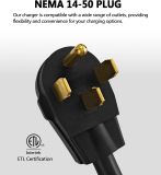Level 2 Portable EV Charger, 16 to 40 Amp, 240 Volt, 25ft Cable, Upgraded Portable EV Charging Cable Faster Charging Station, Electric Vehicle Charger Compatible with All EV Cars NEMA 14-50P