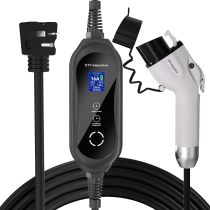 Level 1-2 EV Charger (16 Amp 110-240V 25ft Cable), Portable Electric Vehicle Charger with NEMA 6-20 Plug NEMA 5-15 Adapter,Plug-in Home EV Charging Station for SAE J1772 Evs