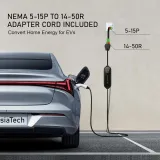 Level 2 EV Charger,Max 7.68KW, 21FT Portable EVSE,J1772 Charger, 8/10/13/16/32A Adjustable Plug-in EV Charger, with NEMA 14-50Plug&NEMA 5-15 Adapter, Home Electric Vehicle Charging Station