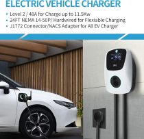 Level 2 EV Charger 240V/48A J1772 Electric Vehicle Charger NEMA 14-50 Plug Charging Station w/for Tesla Adapter w/App Control RFID Card WiFi 24Ft Cable Indoor/Outdoor Fast Charger