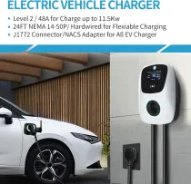 Level 2 EV Charger 240V/48A J1772 Electric Vehicle Charger NEMA 14-50 Plug Charging Station w/for Tesla Adapter w/App Control RFID Card WiFi 24Ft Cable Indoor/Outdoor Fast Charger