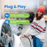 EV+ Level 2 EV Charger, 16A Portable Electric Vehicle Charging Station, SAE J1772 EV Charging Cable 25-Ft with NEMA 6-20 Plug, EVSE Travel Case, Home EV Charging Station