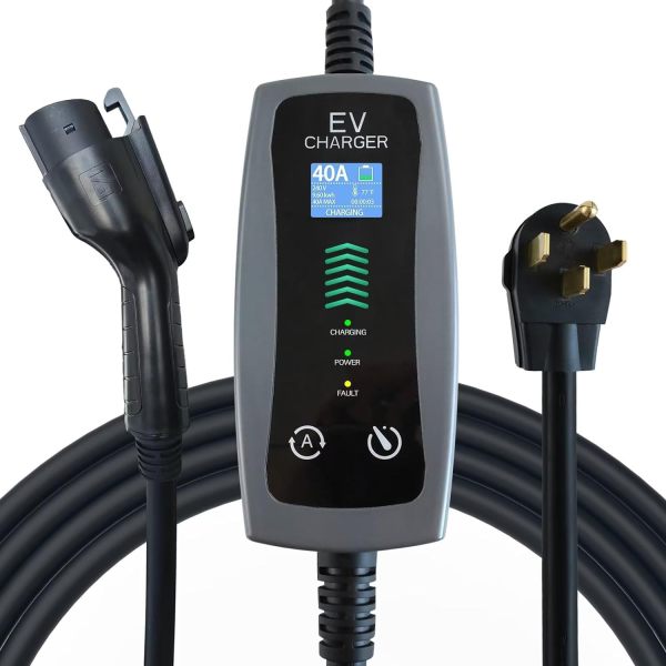EP Level 2 Portable EV Charger, 16 to 40 Amp, 240 Volt, 25ft Cable, Upgraded Portable EV Charging Cable Faster Charging Station, Electric Vehicle Charger Compatible with All EV Cars NEMA 14-50P