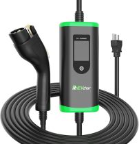 EV Charger Level 1+2, Mobile SAE J1772 Electric Vehicle Charging Station with NEMA 6-20 Plug and 5-15 Adapter 25 FT Cable, Portable 110V/240V 16A Adjustable Car Charger Equipment for All EVs