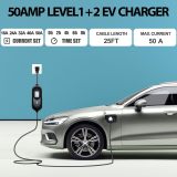 Level 2 EV Charger (50 Amp, 240V, NEMA 14-50P) with 25FT Cord, Adjustable Portable Electric Vehicle Charging Station for SAE J1772 Cars, Fast and Convenient for Indoor/Outdoor, UL Certified