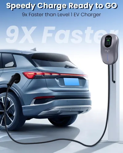 Level 2 EV Charger 48 Amp: 50a Level 2 Wall Connector for Home - 25ft Cable Outdoor Indoor EV Charger Level 2 - with5GWiFi Enabled Electric Car Charger 240V Electric Vehicle Charging Stations