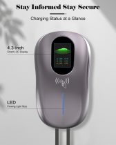 Level 2 EV Charger 48 Amp - 4.3inch Smart Display, RFID Card, 25ft Cable, Outdoor/Indoor, Hardwired EV Charger Level 2, WiFi Enabled Electric Car Charger, 240V Electric Vehicle Charging Stations