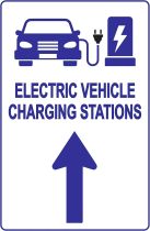 Electric Vehicle Charging Station Sign – Direction for EV Charging Station, Vivid Design Plus UV Protection to Last Longer, 3M Reflective(EGP) Rust-Free Aluminum at 18”x12” 0.063 