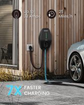 Plug-in EV Charger for Home 32 Amp NURZVIY Electric Vehicle Charging Station Smart EV Charger, NEMA 14-50 Plug-in Level 2 WiFi/Bluetooth Enabled EVSE, 90~260V, Plug and Play