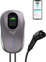 Level 2 EV Charger 48 Amp - 4.3inch Smart Display, RFID Card, 25ft Cable, Outdoor/Indoor, Hardwired EV Charger Level 2, WiFi Enabled Electric Car Charger, 240V Electric Vehicle Charging Stations