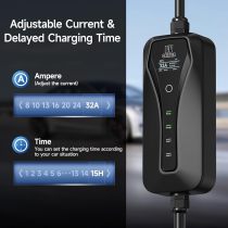 2024 Level 2 EV Charger[32A 7.2kW 110V-240V], Portable EV Charger Level 2 with NEMA 14-50P&5-15 Adapter, 32A/16A/13A/10A/8A Adjustable & Delay Charge 1-15H Electric Vehicle Charging Stations