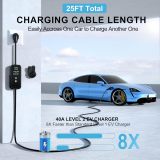 QPQ Level 1-2 EV Charger 32Amp Portable Level 1&2 EV Charger for Home Level 2 Electric Car Charger with 25FT NEMA 14-50 Plug-in Electric Vehicle Charging Stations
