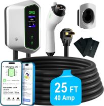 QPQ Level 2 EV Charger 40 Amp 240V EV Charger for Home Level 2, EV Car Charger with NEMA 14-50 Plug 25FT Cable, Swipe Card or Smart App Wall Electric Vehicle Charging Stations for J1772 Indoor/Outdoor