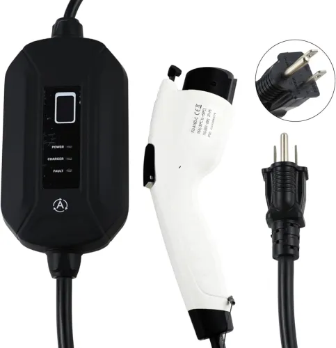 Portable EV Charger 16 Amp 240V with NEMA 5-15 Level 1 or NEMA 6-20 Level 2 Electric Vehicle Charging Station Adapter 24.6 ft (Level 1 (NEMA 5-15))