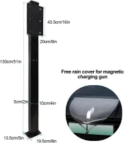 EV Charger Connector Pedestal, Freestanding Electric Car Charging Stations Stand Accessory, Electric Vehicle Charging Stations, Corrosion Resistance(130cm)