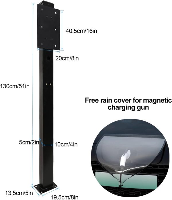EV Charger Connector Pedestal, Freestanding Electric Car Charging Stations Stand Accessory, Electric Vehicle Charging Stations, Corrosion Resistance(130cm)