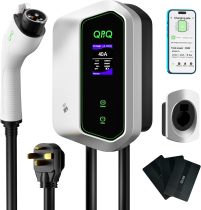 QPQ Level 2 EV Charger 40 Amp 240V EV Charger for Home Level 2, EV Car Charger with NEMA 14-50 Plug 25FT Cable, Swipe Card or Smart App Wall Electric Vehicle Charging Stations for J1772 Indoor/Outdoor