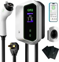 QPQ Level 2 EV Charger 40 Amp 240V EV Charger for Home Level 2, EV Car Charger with NEMA 14-50 Plug 25FT Cable, Swipe Card or Smart App Wall Electric Vehicle Charging Stations for J1772 Indoor/Outdoor