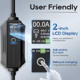 Level 1-2 EV Charger,120V-240V,16A,NEMA 5-15 & 6-20 Plug,25FT Extension Cord,ETL & FCC Listed, Portable Electric Vehicle Charging Station for SAE J1772 Evs