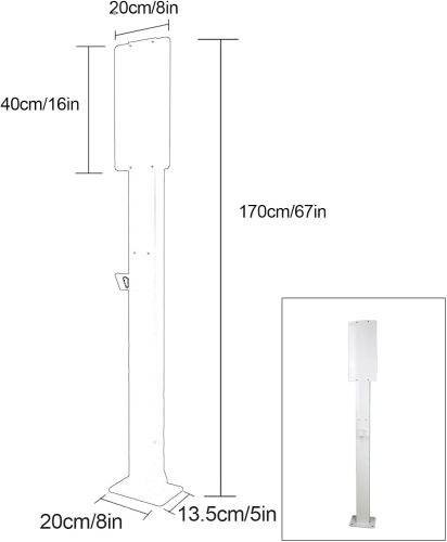 EV Charger Pedestal Outdoor, Electric Vehicle Pile, Electric Vehicle Charging Stations, Support Pole for EV Charging Station, Compatible with Mobile Connector(White,170cm)