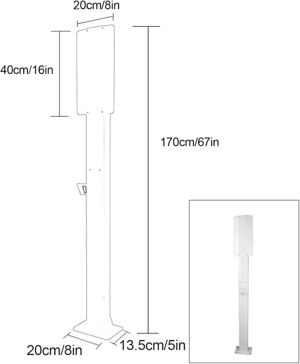 EV Charger Pedestal Outdoor, Electric Vehicle Pile, Electric Vehicle Charging Stations, Support Pole for EV Charging Station, Compatible with Mobile Connector(White,170cm)