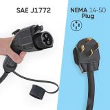 SBB Level 2 EV Charger, 32 Amp Adjustable NEMA 14-50 Extension Cord, 25ft Cable, 110V-240V Portable EV Charger with Dryer Plug Adapter, Electric Vehicle Charger Compatible with J1772 EV Cars