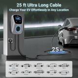 Tera for Tesla Electric Vehicle (EV) Charger: Level 2 J1772 2024 Upgraded ETL Energy Star 48A with Manual Setting Amps & Schedule on Unit 240V 25 FT Cable NEMA 14-50P W01 Silver
