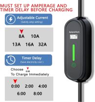 Level 2 EV Charger,Max 7.68KW, 21FT Portable EVSE,J1772 Charger, 8/10/13/16/32A Adjustable Plug-in EV Charger, with NEMA 14-50Plug&NEMA 5-15 Adapter, Home Electric Vehicle Charging Station